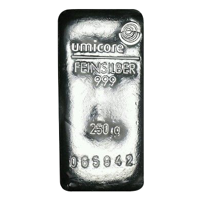 250 Gram Umicore Silver Cast Bar